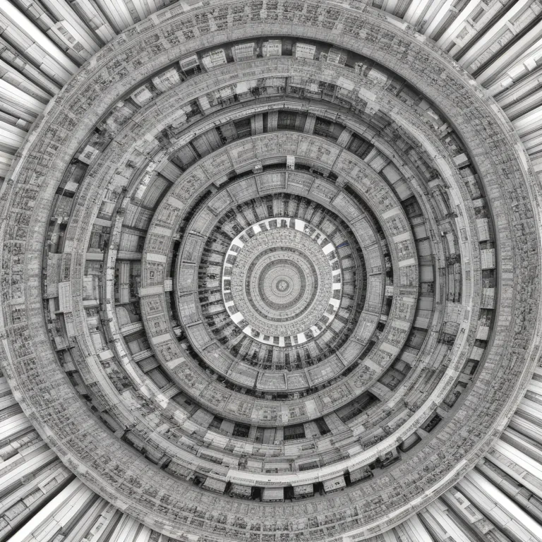 Intricate Spiral Design Showcasing Architectural Patterns in Monochrome ...