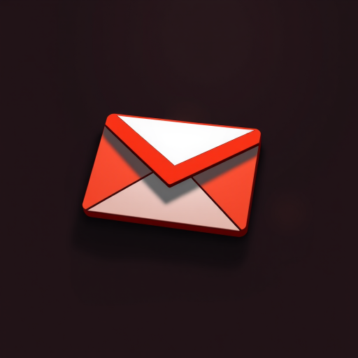 Create a detailed and high-resolution digital illustration of the Gmail logo, featuring vibrant red and white colors, with a slight shadow effect, captured using a DSLR camera at f/2.8 aperture, 50mm lens, and ISO 100 for clarity and depth.