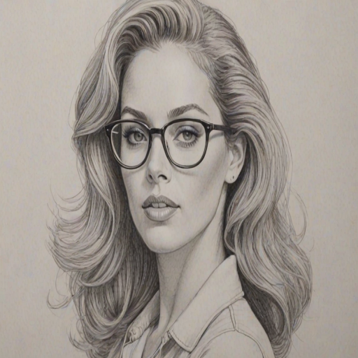 Delightful Elizabeth Berkley, pencil sketch, portrait of Bewitching woman 1961s in glasses, hair style beatnik, outline, clear lines, fine lines, 8k
