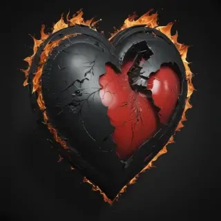 broken heart black background