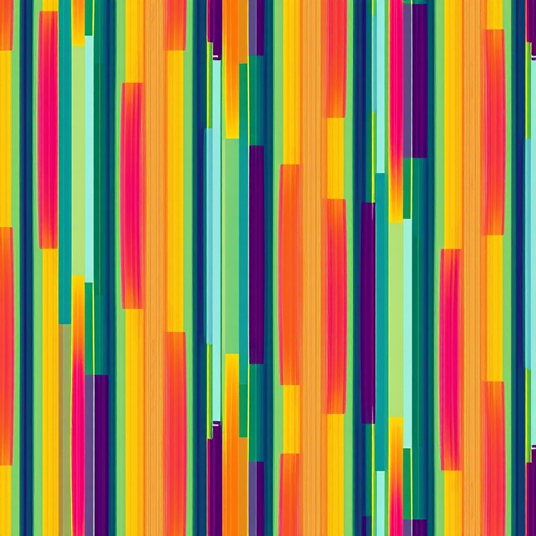 Generate a vibrant abstract pattern with colorful vertical and horizontal stripes, use a 50mm lens, aperture set to f/8, ISO 100, in landscape orientation, shot with a DSLR camera for high resolution and clarity.