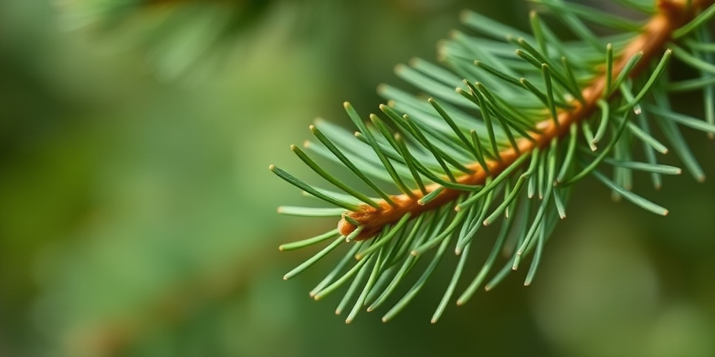 close-up of pine needles with a soft bokeh background, f/2.8 aperture, 50mm lens, ISO 100, natural lighting, DSLR camera, macro photography style