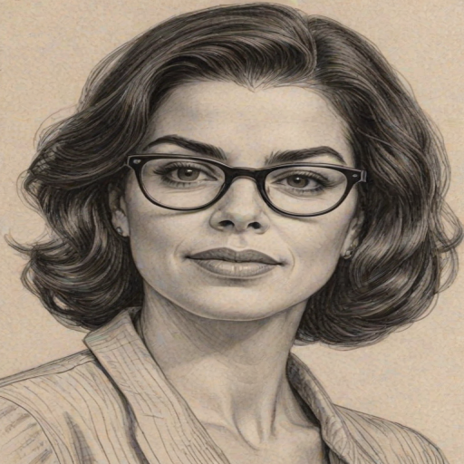 Gorgeous Annabella Sciorra, pencil sketch, portrait of Enticing woman 1931s in glasses, hair style beatnik, outline, clear lines, fine lines, 8k