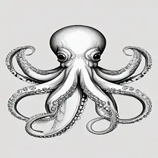 octopus clipart black and white
