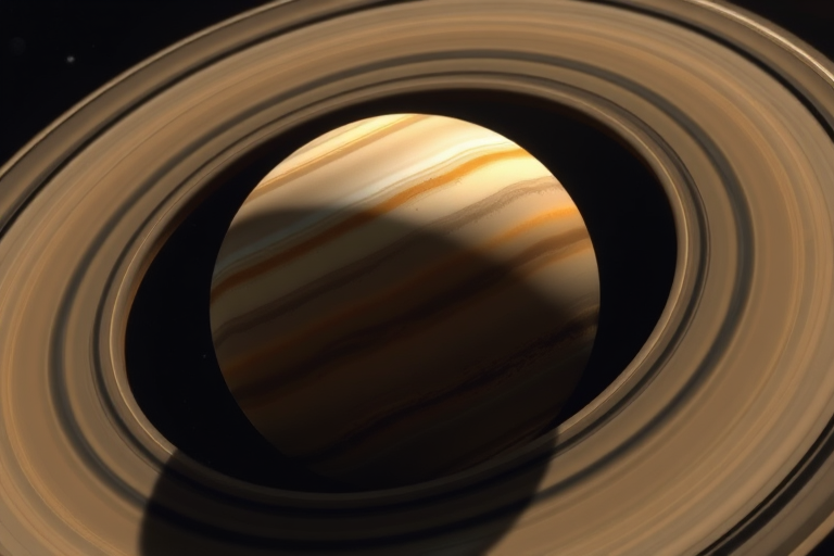 Create a highly detailed and realistic image of Saturn, showcasing its rings and atmospheric layers, using a DSLR camera with a 50mm lens, aperture set to f/1.8, ISO 200, capturing it from a low-angle view with natural lighting for enhanced depth and texture.