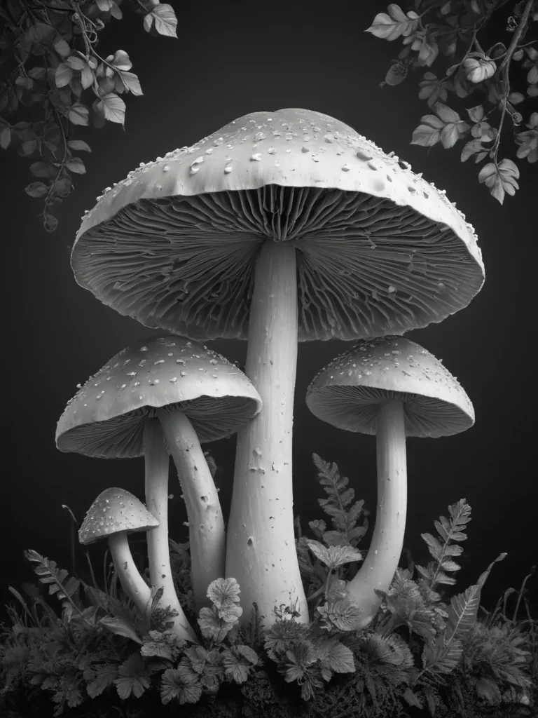 mushroom clipart black and white
