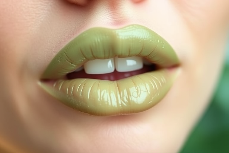 Refreshing "Minty Kiss" tinted lip balm offers a subtle green tint with a cooling sensation, hydrating and plumping lips while providing a unique, fresh appearance