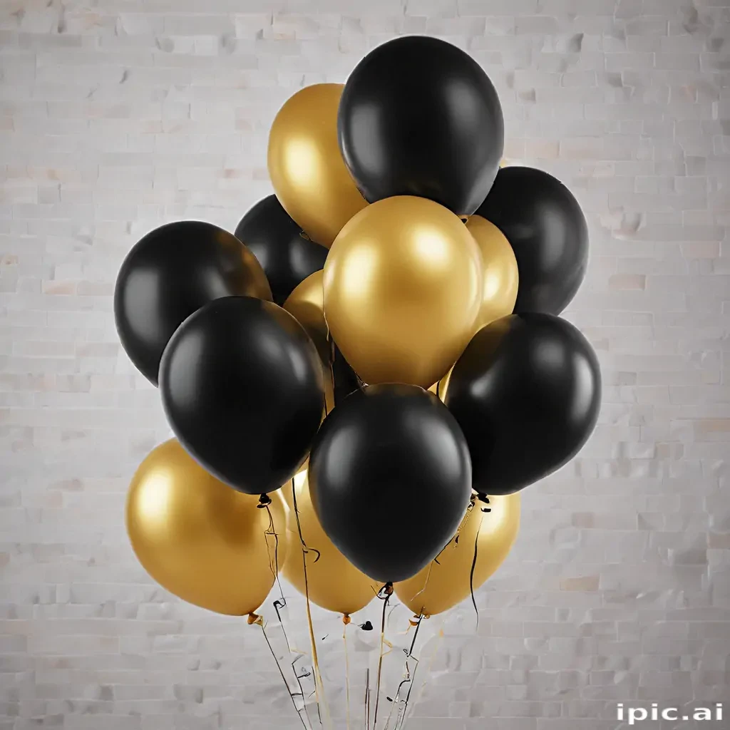 black and gold balloons png