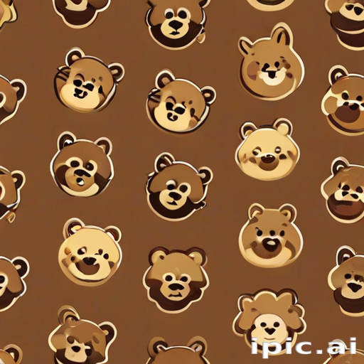 Colorful Cute Bear Faces Pattern on a Warm Brown Background Design