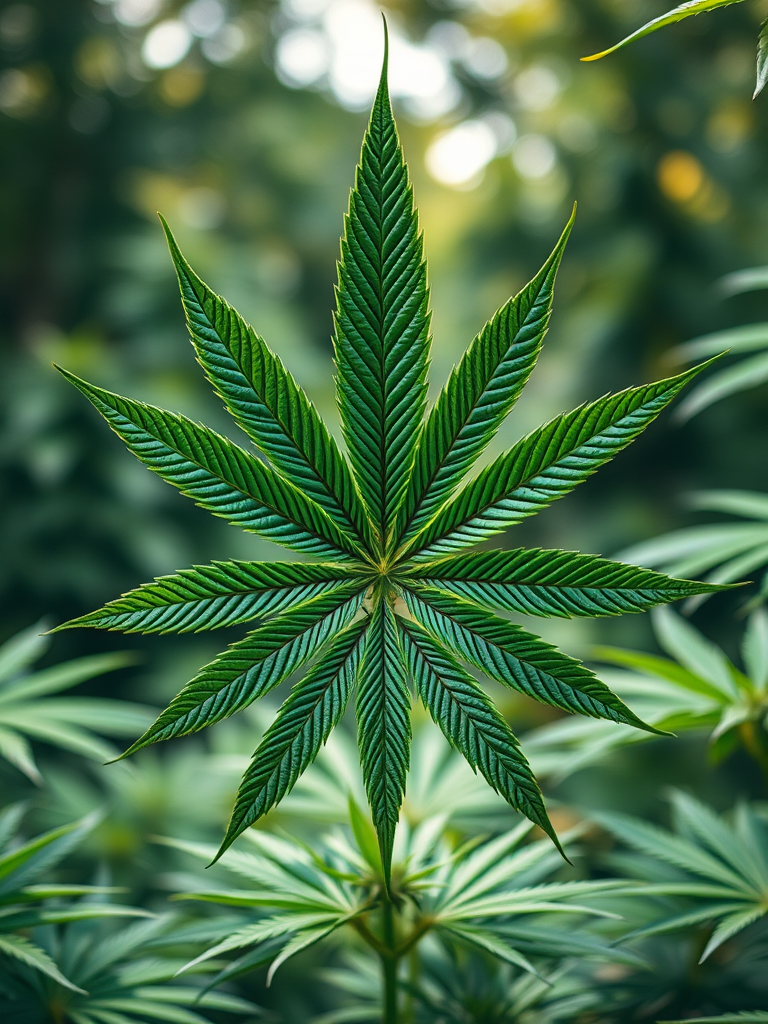 Create an image of a large green peace symbol made up of detailed cannabis leaves, using a DSLR camera with a 50mm lens, f/2.8 aperture, 1/125s shutter speed, and natural lighting to enhance colors and textures.