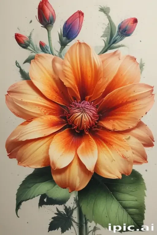 flower drawing images with colour