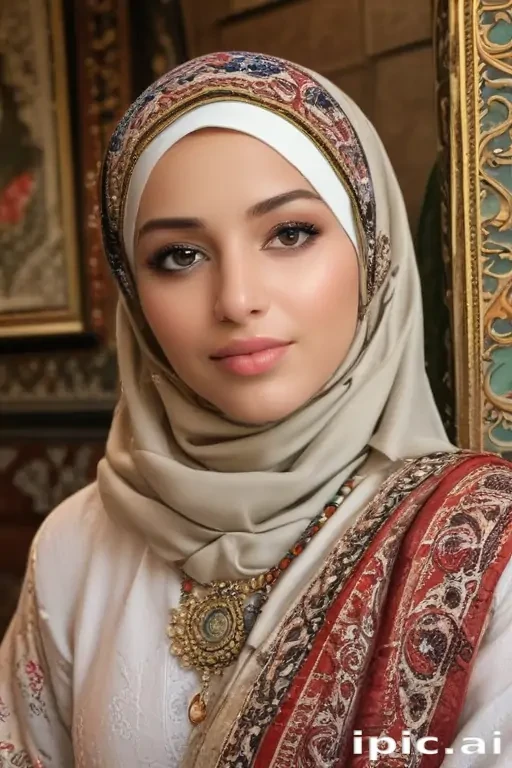 Elegant Portrait of a Young Woman in Traditional Attire and Headscarf
