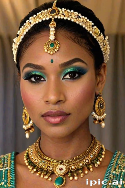 Stunning Portrait of a Woman in Traditional Bridal Jewelry and Elegant ...