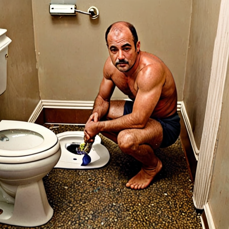 man shitting everywhere