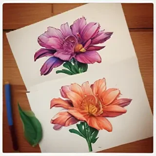 colored drawings of flowers