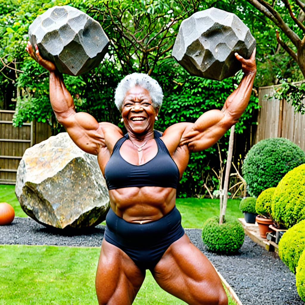 Free Ai Image Generator - High Quality and 100% Unique Images -  — A  very massive thick ripped veiny very overweight muscular elderly smiling  black granny flexing enormous oversized vascular biceps