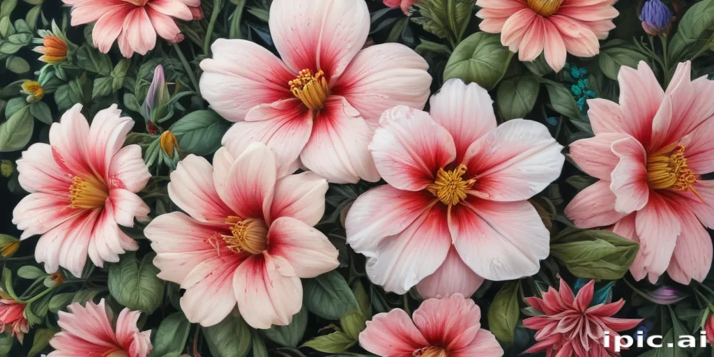 colored drawings of flowers