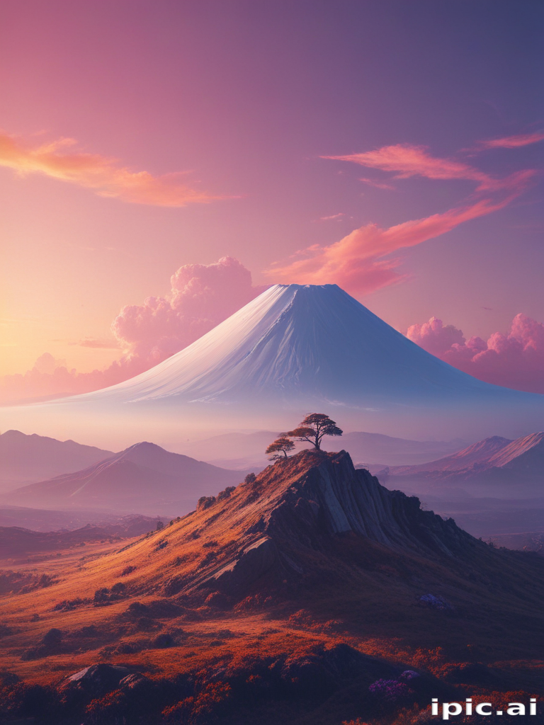 Majestic Mountain Landscape at Sunrise with Vibrant Colors and Serenity