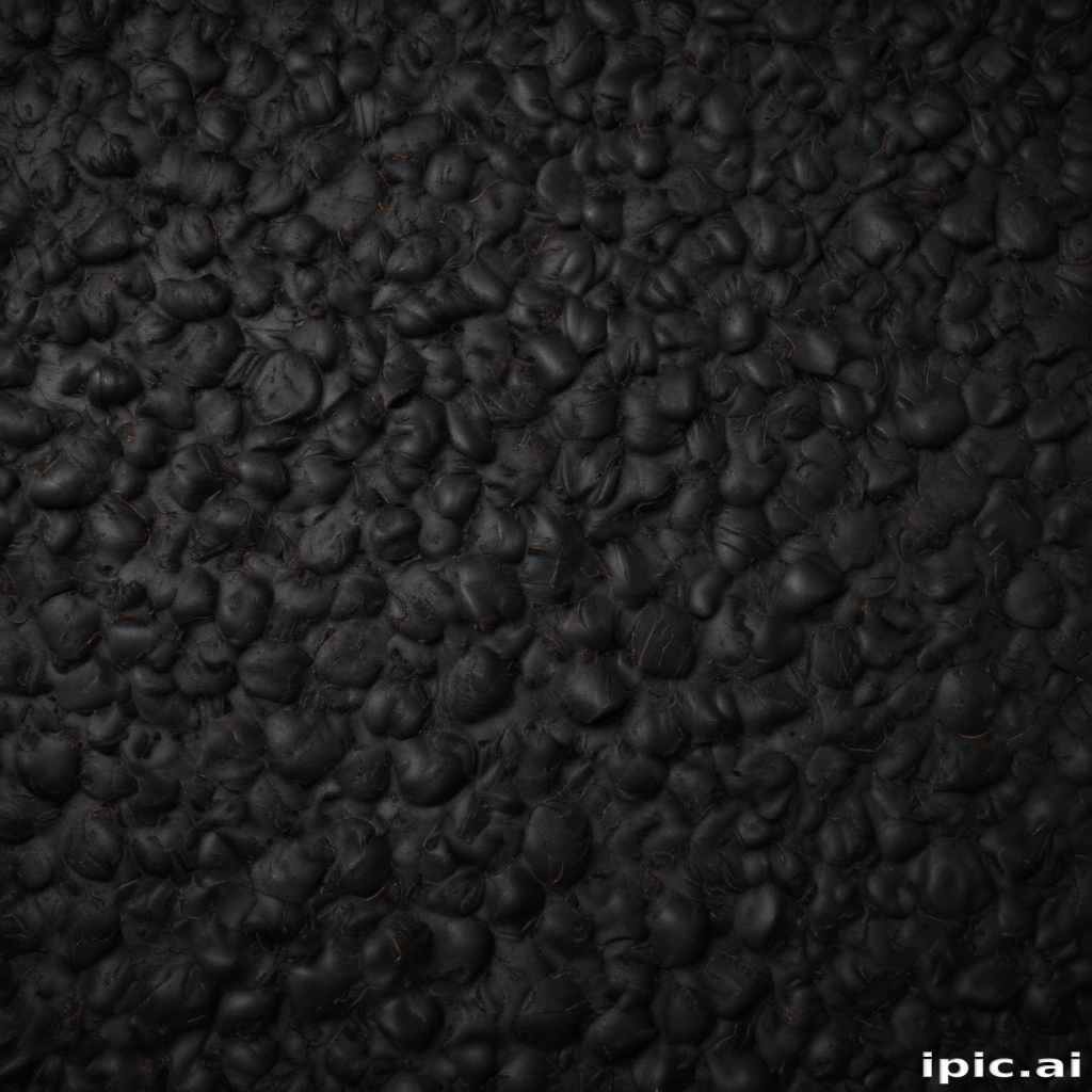 Textured Surface of Dark Material with Irregular Bumps and Patterns