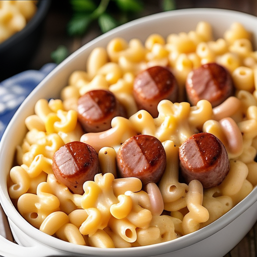 smoked sausage and mac n cheese