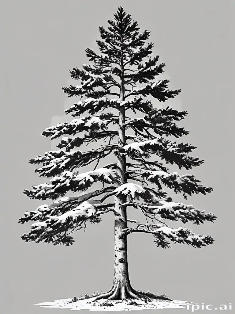 black and white pine tree clipart