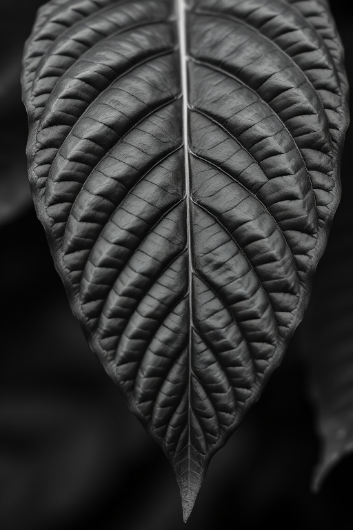 leaf in black and white