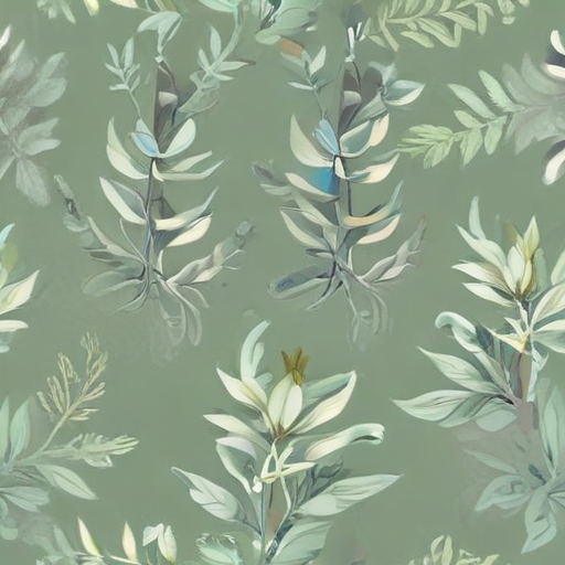 Delicate Floral Pattern Featuring Green Leaves and Soft Botanical Elements