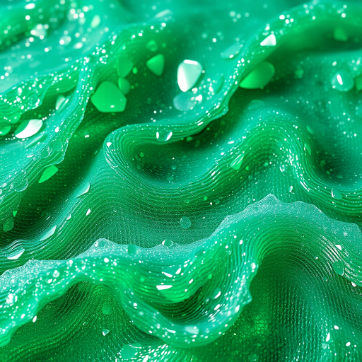 Captivating emerald green mermaid waves in the "Enchanted Sea" style shimmer with iridescent highlights and beachy texture