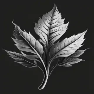 clipart leaf black and white