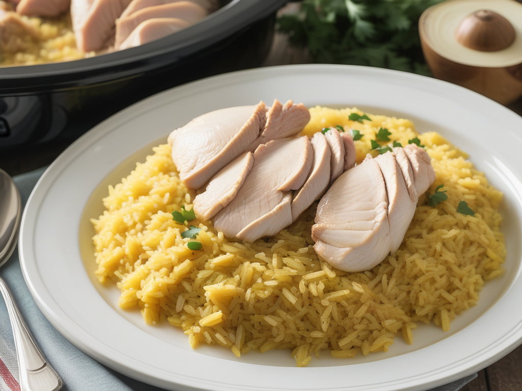 slow cooker chicken and yellow rice