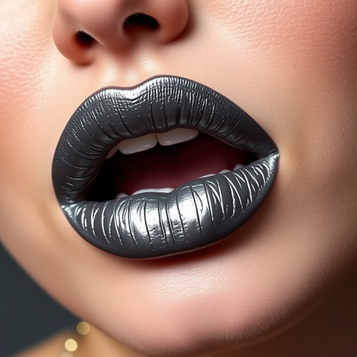Edgy "Gunmetal Grunge" metallic liquid lipstick creates a bold, industrial-inspired look with its long-wearing formula and intense silvery-gray pigment