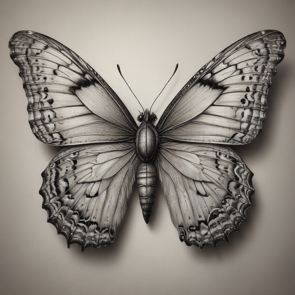 Intricate Black and White Illustration of a Beautiful Butterfly ...