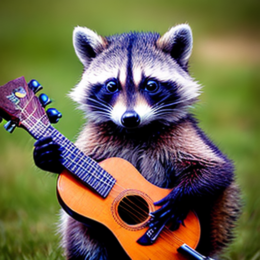 raccoon as a bard from D&D with lute
