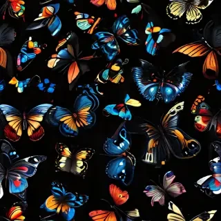 butterflies in black background