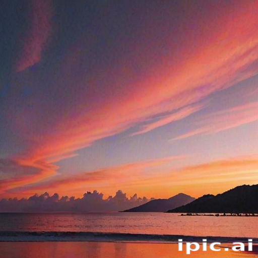 Stunning Sunset Over Calm Waters with Vibrant Pink and Orange Clouds