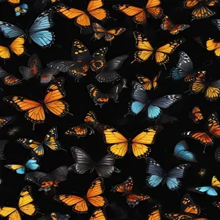 butterflies in black background