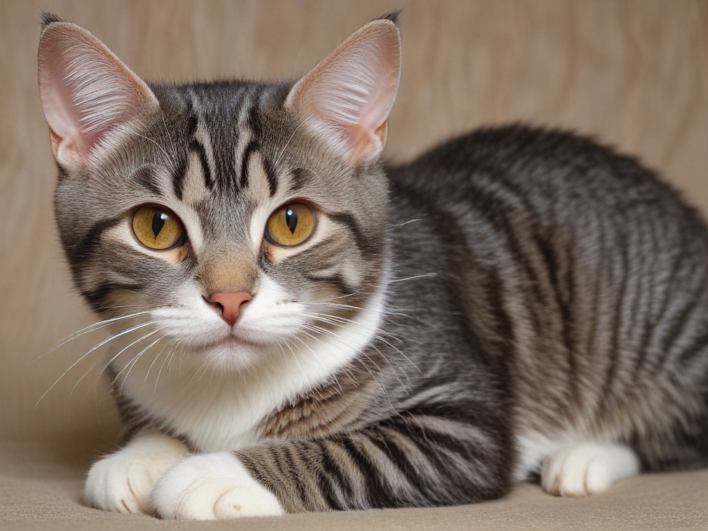 A Playful Tabby Cat with Striking Yellow Eyes Posing Elegantly.