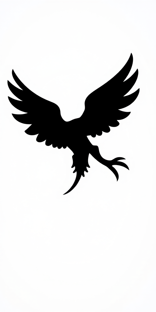 Create a high-resolution image of a black silhouette design against a white background, shot with a DSLR camera at ISO 100, f/2.8 aperture, 50mm lens, using a shallow depth of field for enhanced detail.