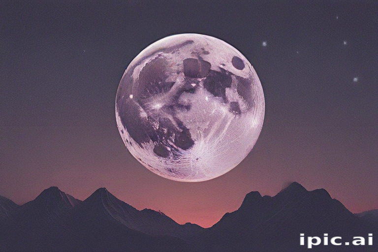 A Majestic Full Moon Illuminating a Serene Mountain Landscape at Dusk