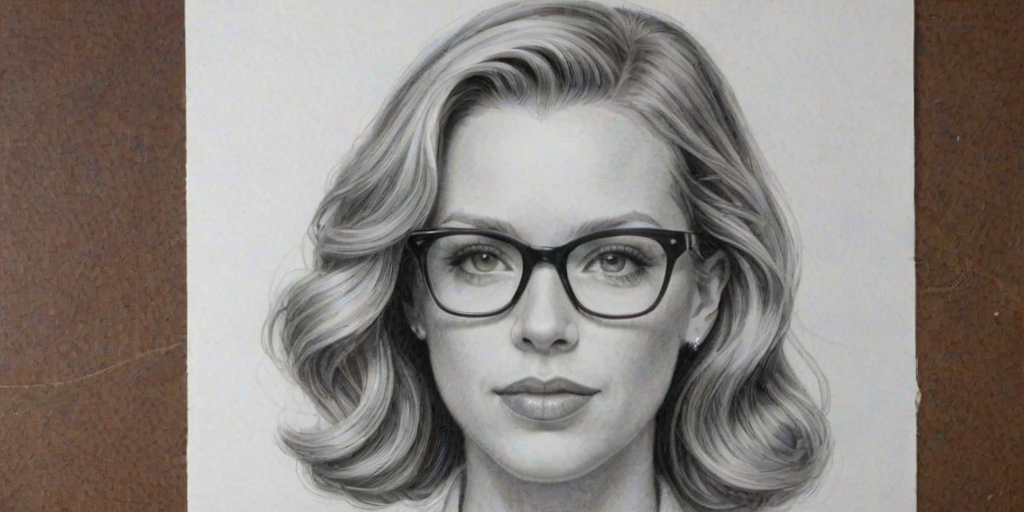 Sublime Jessica St. Clair, pencil sketch, portrait of Radiant woman 1921s in glasses, hair style beatnik, outline, clear lines, fine lines, 8k