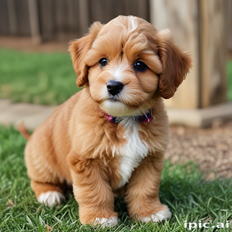 Adorable Fluffy Puppy Sitting on Grass with Playful Expression and ...