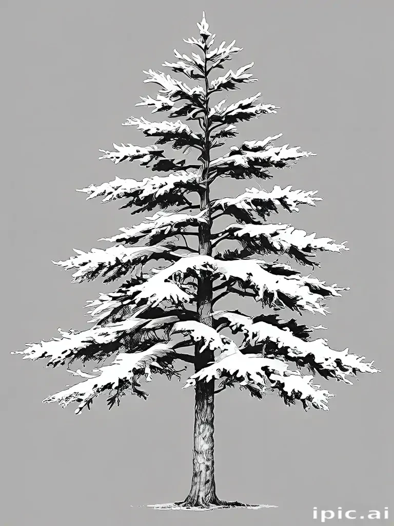black and white pine tree clip art
