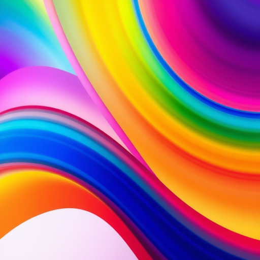 Create a colorful abstract image featuring smooth gradients of rainbow hues flowing in curves with a Canon EOS R5 camera, 50mm lens, f/1.8 aperture, ISO 100, and a soft-focus background to enhance the vibrancy and depth of the colors.