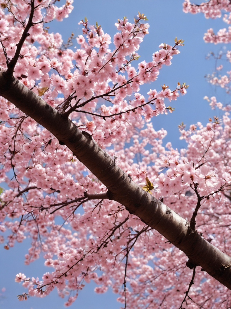 Beautiful Cherry Blossom Tree Branch with Vibrant Pink Flowers Against ...