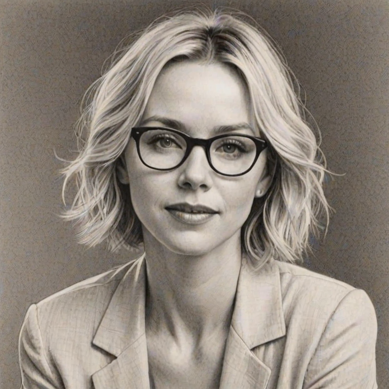 Delightful Naomi Watts, pencil sketch, portrait of Superb woman 1923s in glasses, hair style beatnik, outline, clear lines, fine lines, 8k
