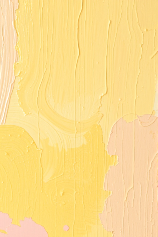 a close-up view of an abstract painting with soft, blended strokes of yellow, cream, and pale pink colors, captured with a Canon EOS R5, 50mm f/1.2 lens, ISO 200, aperture f/2.8, shutter speed 1/125s, in soft natural lighting to enhance texture and color vibrancy