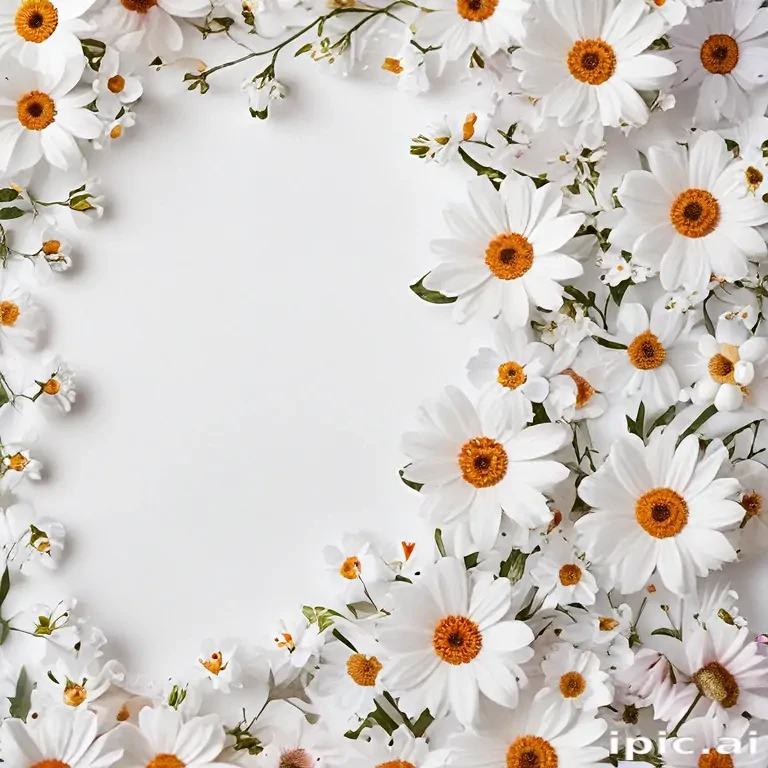 white background with flowers