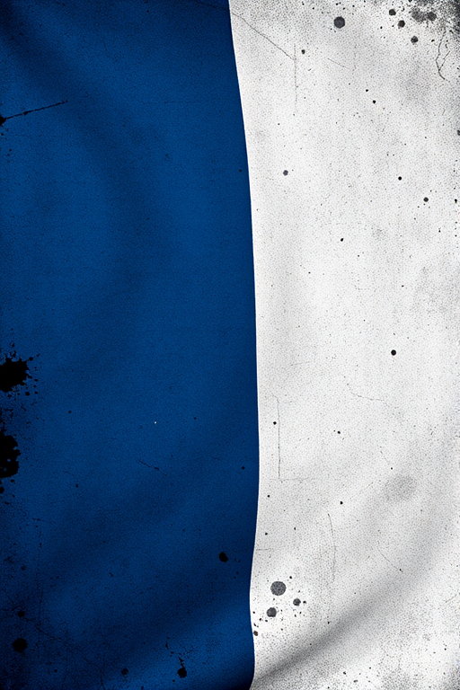 Create a high-resolution image of the French flag with a textured, grunge effect, camera settings: ISO 100, f/8, 1/100s, camera view: straight-on, camera style: macro, camera type: DSLR.