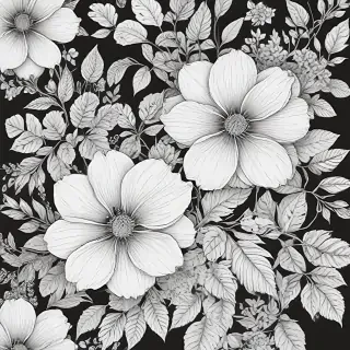 floral line art