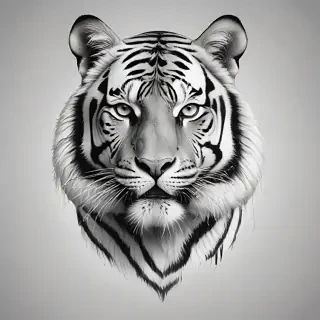tiger clipart black and white